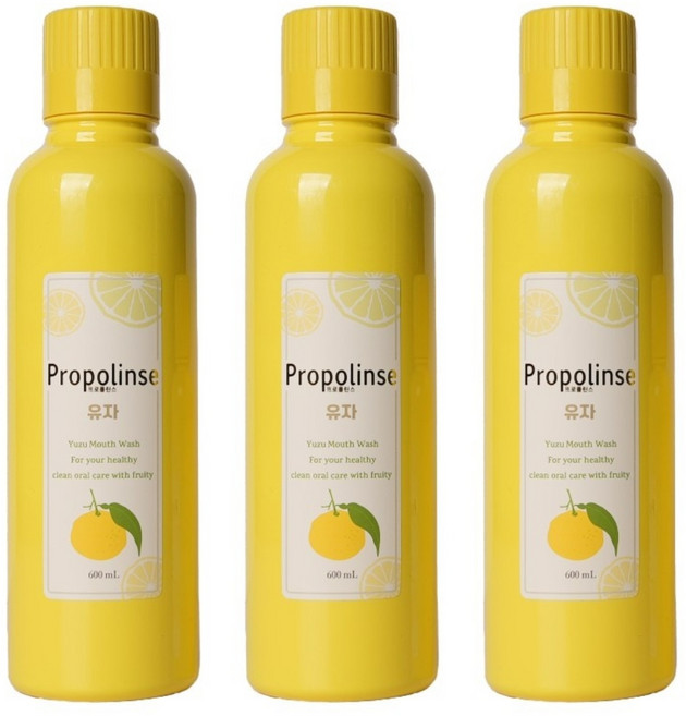 프로폴린스 입냄새제거 유자 가글 어린이 순한 구강청결제, 600ml, 3개