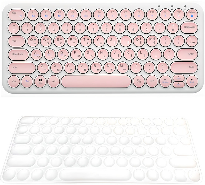 아이노트 멀티 페어링 블루투스 무선 텐키리스 키보드 + 키스킨, 핑크, X-KEY 38BT, 제조사축