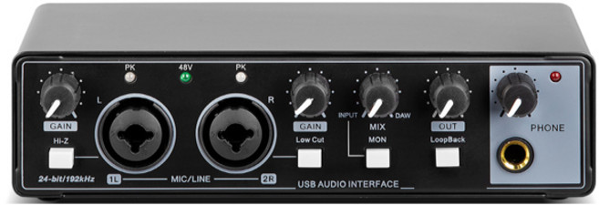 기타 녹음용 루프백 모니터 포함 USB 오디오 인터페이스 MD22 녹음 사운드 카드 48V 팬텀 파워 24 비트 192 kHz, 01 Black_01 CHINA