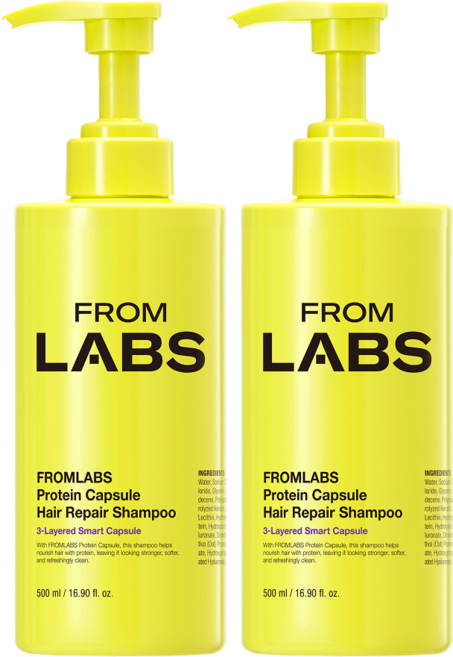 프롬랩스 단백질 흡착 프로틴 캡슐 샴푸 극손상모 셀프 헤어 클리닉 설페이트 프리 두피 샴푸, 2개, 500ml