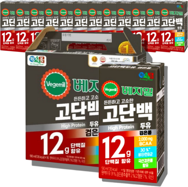 베지밀 고단백 검은콩 두유 190ml 32개