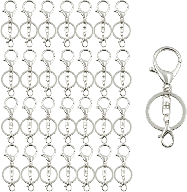 스켈 키링 열쇠고리 키링 부자재, 20개, 8자실버