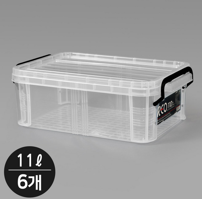 지오리빙 레오박스 다용도정리함 리빙박스 수납 공간 정리함, 투명, 6개