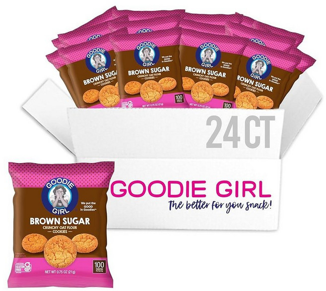 Goodie Girl Cookies 버터 쿠키 구디 걸 미니 브라운 슈가 스낵 팩 글루텐 프리 땅콩 100칼로리 10개입, 24팩, 1개