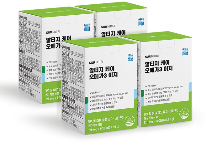 아워뉴트리 알티지케어 오메가3 이지 4박스 240캡슐 4개월분 비타민D함유 GC리버, 30회분
