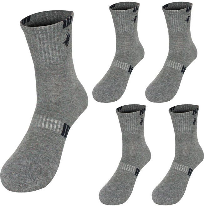 비버리힐스폴로클럽 남성용 심플 로고 빅사이즈 캐주얼 쓰리톤1 발목 양말 5켤레 세트