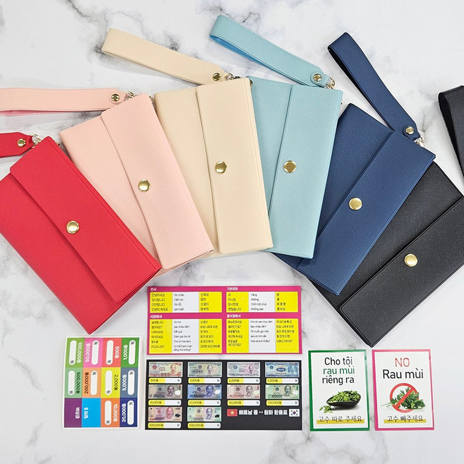 가죽 베트남동지갑 여행 화폐지갑 스트랩포함 5종스티커증정