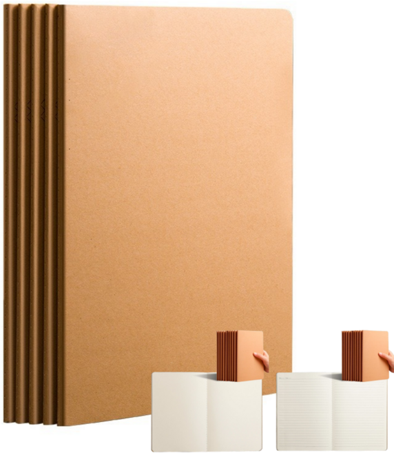 지오상점 A4 크라프트 노트 무지노트 줄노트 메모 필기 공책 10P, 10개