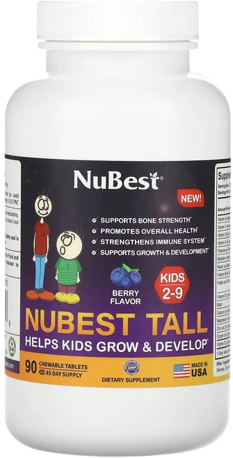 NuBest 톨 만 2~9세 어린이용 베리 맛 츄어블 90정, NuBest톨만29세어린이용베리맛츄어블90정, 1개 - 쿠팡