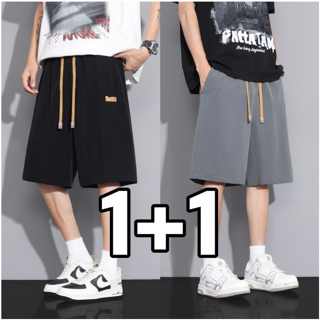 LOKEXING 남자 여름 쿨 반바지 슬랙스 반바지 스포츠 반바지 블랙 그레이 1+1