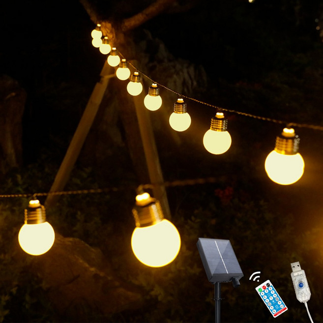 21세기트랜드 태양열 USB 겸용 리모컨 빅볼 앵두 전구+리드선, 6M 30구 + 리드선/화이트캡 웜화이트, 1개, 6M 30구 + 리드선_화이트캡 웜화이트