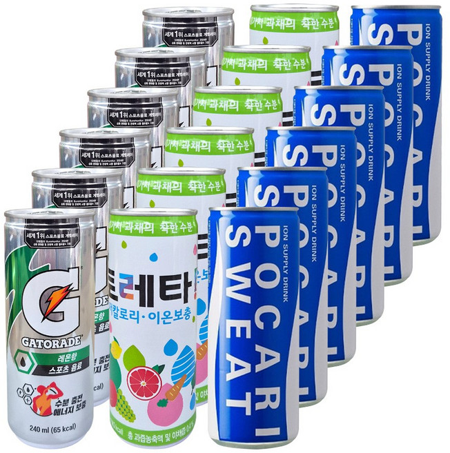 240ml (게토레이 레몬 + 토레타+포카리스웨트) 혼합 18개입