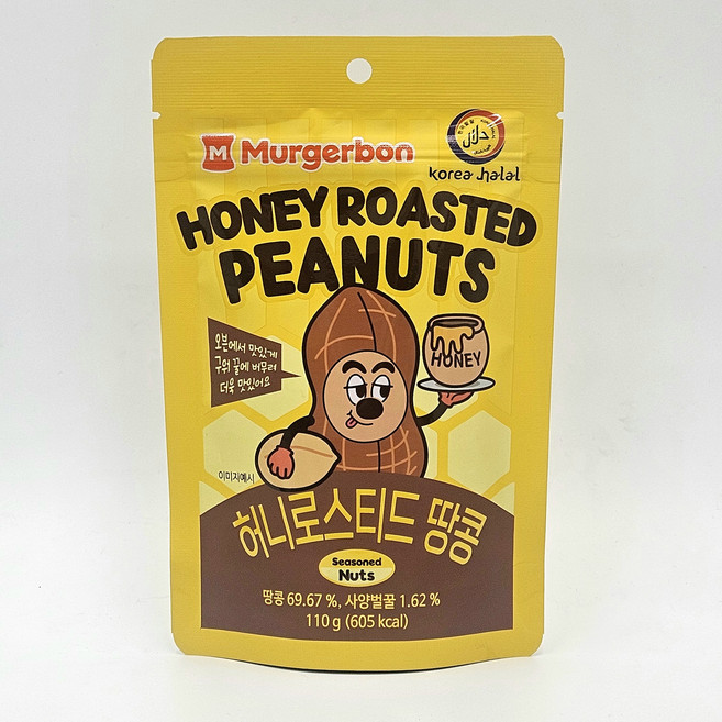 머거본) 허니로스티드 땅콩 / 꿀코팅 볶음땅콩 간식 HACCP, 110g, 3개