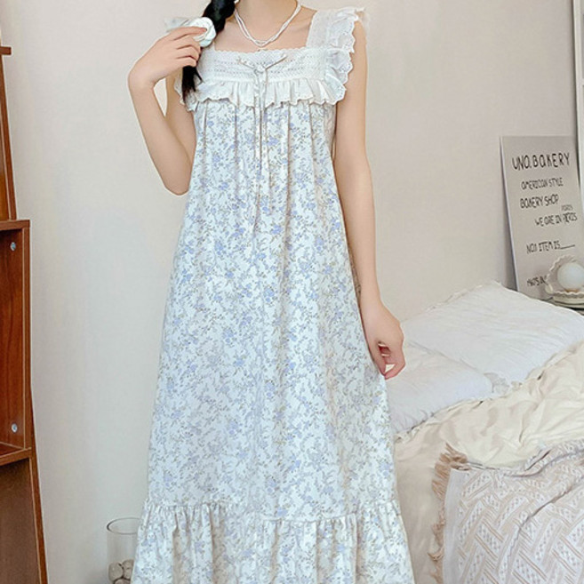 썸머 레이스 아이스 나시 롱원피스 잠옷 여성파자마