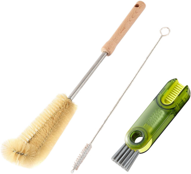 별오점 컵 물병 틈새 텀블러 세척솔, 1세트, 우드톤