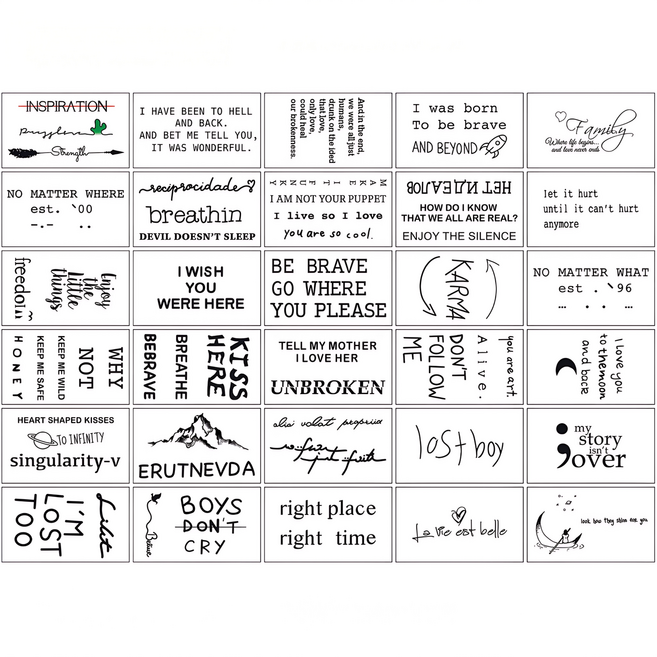 그레나 레터링 문신 타투 스티커 30장, 1세트, B