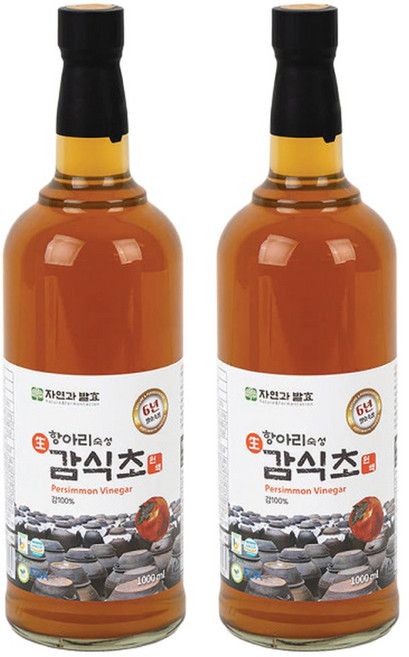 자연과발효 6년숙성 자연발효 감식초 1리터 항아리숙성 유리병, 2개, 1L