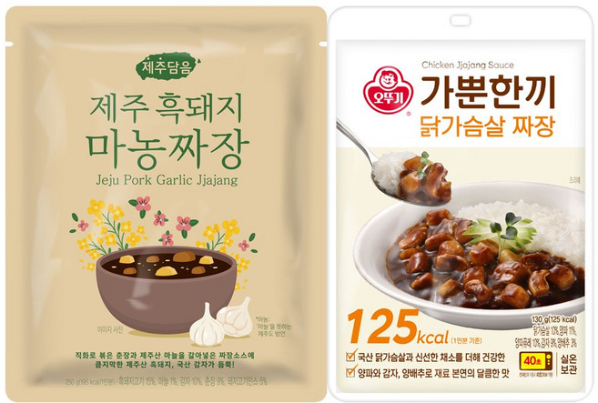 오뚜기 가뿐한끼 닭가슴살짜장 4개+제주흑돼지마농짜장 4개, 1세트, 1.52kg