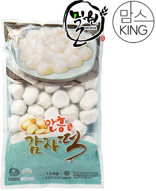 [맘스킹]밀원본가 HACCP 강원도 안흥감자떡 50개내외(1500g), 1.5kg, 1개