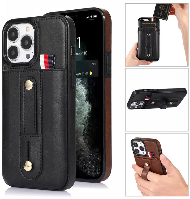 가죽 루프 스트랩 카드 수납 가죽 케이스 아이폰 15 플러스 프로 맥스 폰 용