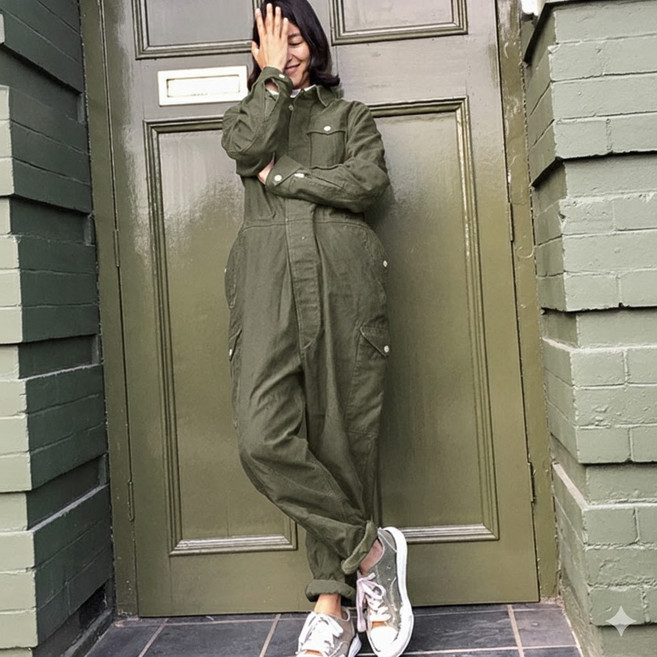 FUZAO 남자 점프수트 작업복 긴팔 커플 워크웨어