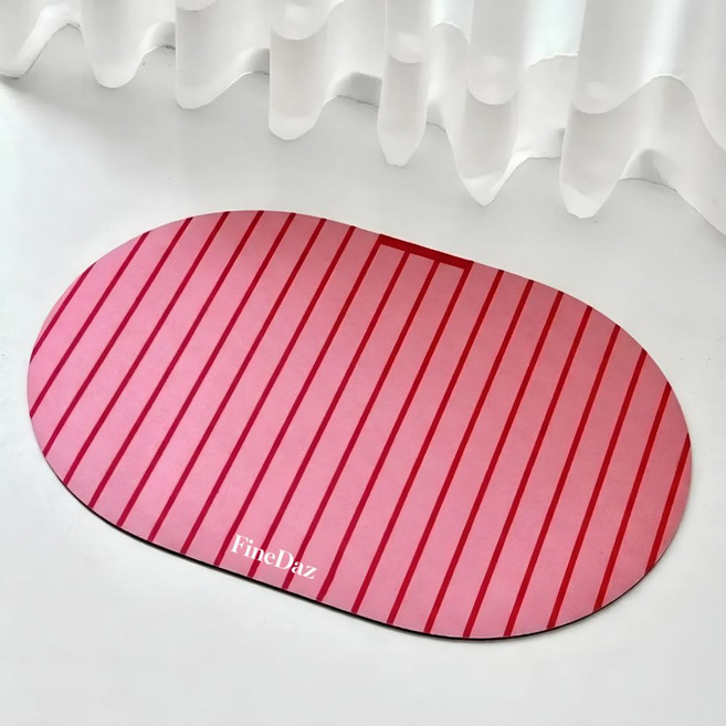 파인다즈 모던 스트라이프 빨아쓰는 규조토 발매트, 핑크