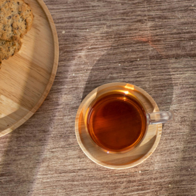 cocooning 네츄럴 원목무늬 고무나무 제조 고급 티코스터 4type, 원형, 1개