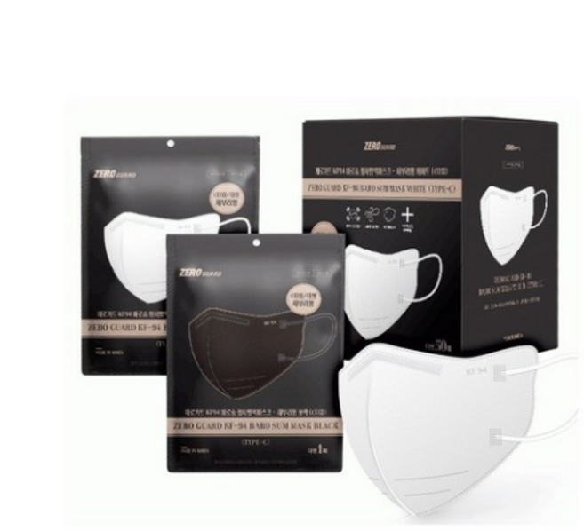 제로가드 KF94 새부리형 마스크 대형, 1개입, 100개, 검정