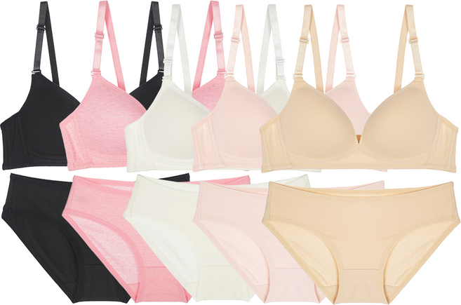 [루즈메르] 면 노와이어 브라 팬티 8종 10종 속옷 세트