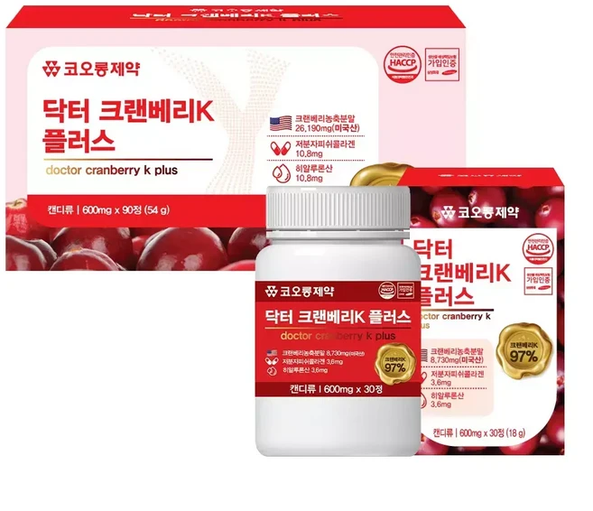 닥터 크랜베리K 플러스 600mg x 30정 x 3병, 1개 - 쿠팡