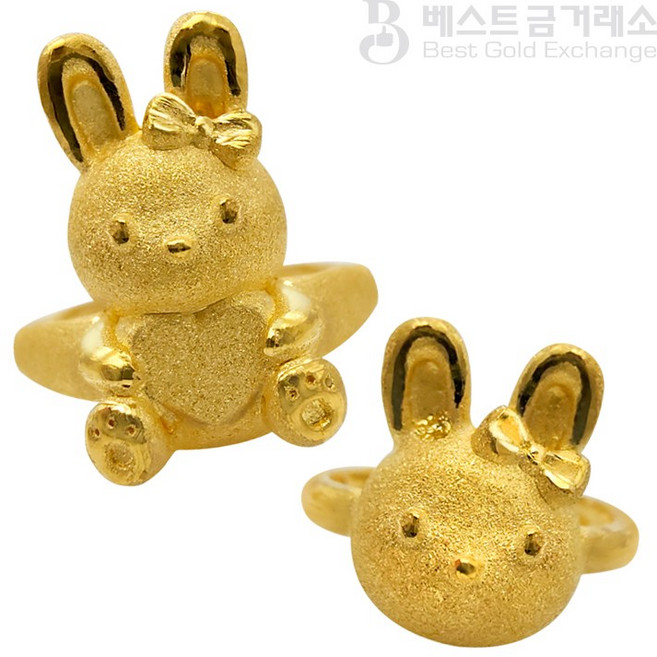 베스트금거래소 24k 순금 순도 99.9% 통통 토끼 돌반지 1.875g / 3.75g