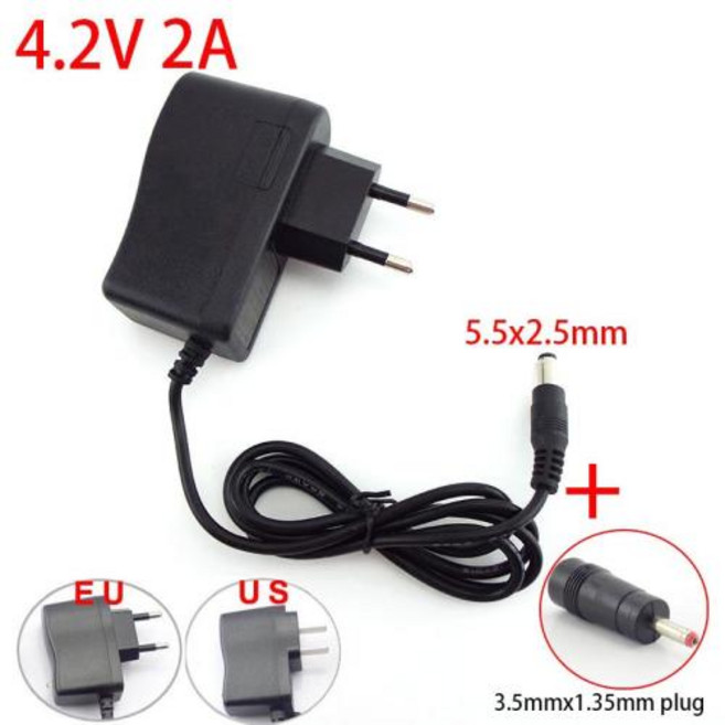 18650 리튬 배터리용 AC 100-240V DC 4.2V 8.4V 12.6V 16.8 V 1A 1000MA 어댑터 전원 공급 장치 8.4 12.6 볼트 충전기 플러, EU plug, 4.2V 2A and 3.5mm