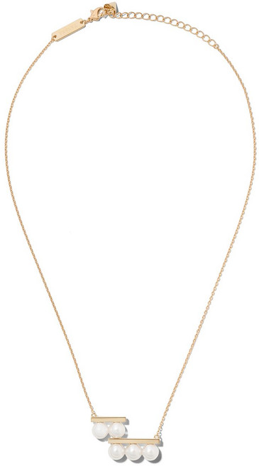 타사키 밸런스 18K 옐로 골드 스텝 펄 펜던트 네크리스