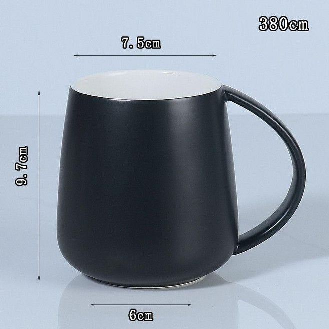 星級酒店同款 啞光蛋形陶瓷馬克杯 380ML, 蛋形杯啞光黑380ML, 1個