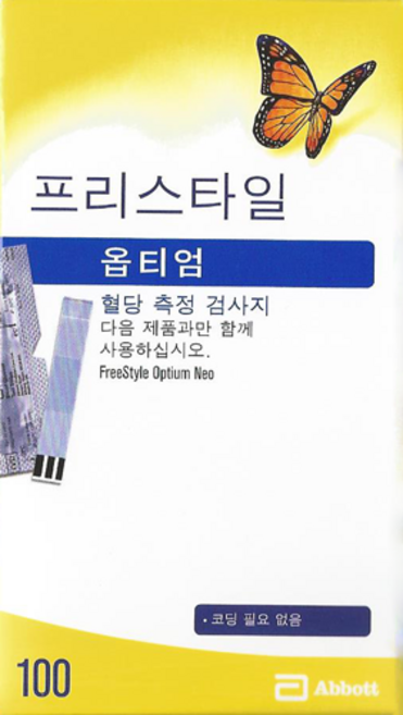 애보트 프리스타일 옵티엄 혈당시험지 혈당측정검사지 100매 - 26년 12월 SW, 1개, 100매입