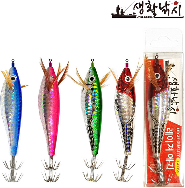 생활낚시 레이져 에기 수평 왕눈이 문어 쭈꾸미 갑오징어 한치 (레이저에기), 블루, 선택1생활낚시 레이져에기