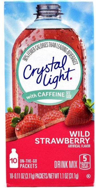 Crystal Light 아이스티 에이드 원액 분말 가루 크리스탈 라이트 복숭아 망고 녹차 자연 향료 음료 믹스 60개입 팩 12개 캔스터의 5피처 패킷, 딸기