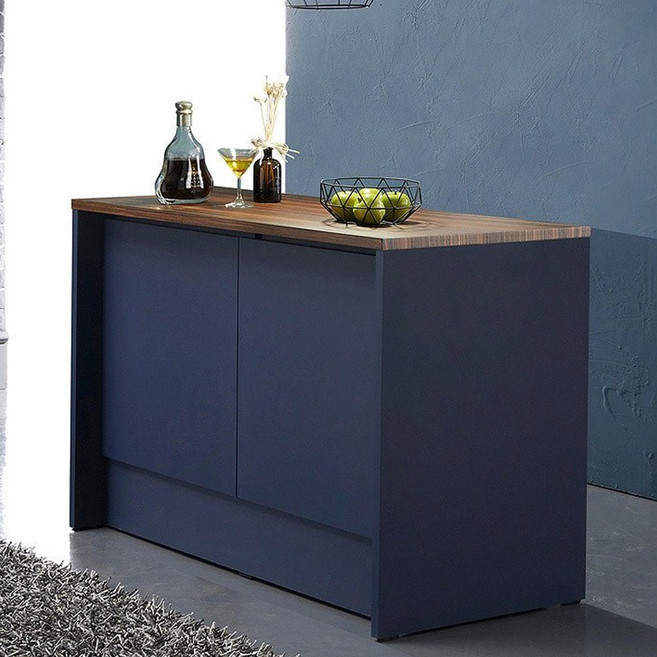 샤인 네이비 1200 아일랜드식탁 홈바 테이블 주방수납장, 샤인-1200 홈바[우드]