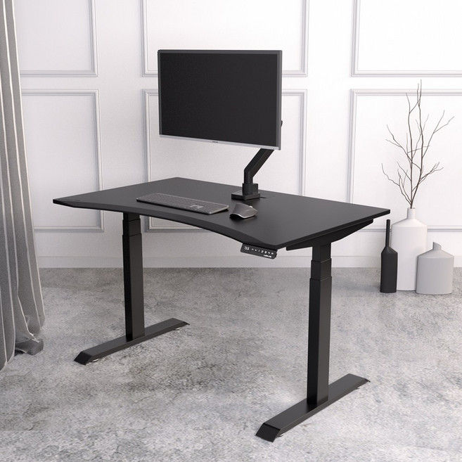 루나랩 모션 데스크 높이조절 스탠딩 높낮이조절 전동 책상 듀얼모터 LITE 1200, 화이트 커브, 블랙, 1200mm (택배발송)