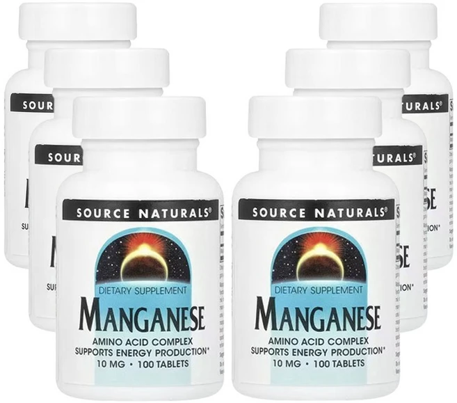 Source Naturals 소스내추럴스 망가니즈 망간 10mg 테블릿, 6개, 100정 - 쿠팡