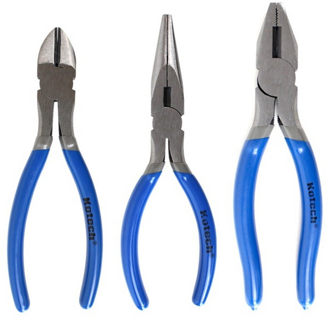 실속 플라이어 3종세트(니퍼15cm+롱로즈15cm+펜치18cm), 1세트