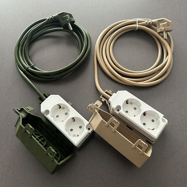 밀리터리 캠핑 리드선 모음 전기 연장선 멀티탭 카키, 3구, 3m, 1개