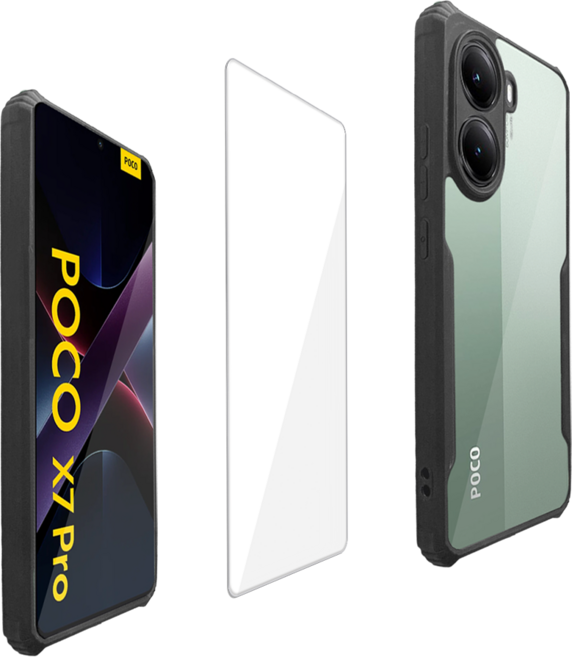 샤오미 포코 X7 PRO 하이브리드 백커버 케이스 + 액정강화유리 필름