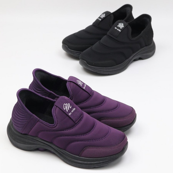 쌈지 여성 포근하고 따뜻한 발편한 겨울 방한화 털운동화 패딩슬립온 기모안감 슬립인스 굽3cm