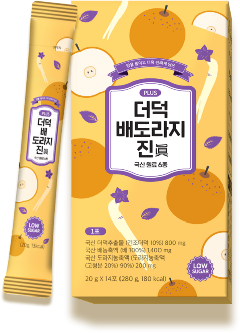 무첨가 약국 판매 국산 원료 100% 더덕 배 도라지 진 액 스틱 환절기 미세먼지 온가족 건강 관리, 1개, 280g