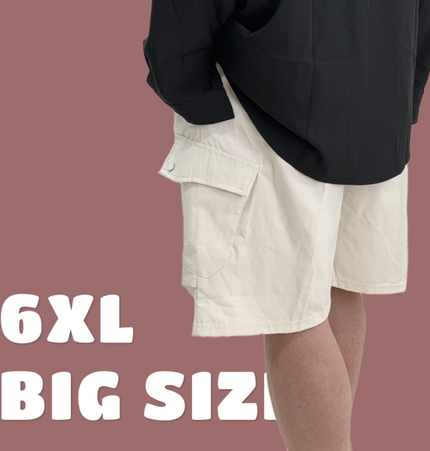 [-4XL]블루제이 빅사이즈 디자인컷팅 원턱 카고 반바지 남녀공용