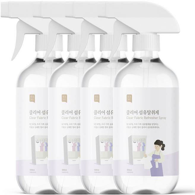 쉼표365 섬유탈취제 500ml x 4개 라벤더우디향 섬유향수 드레스퍼퓸 룸스프레이 옷 이불 냄새제거