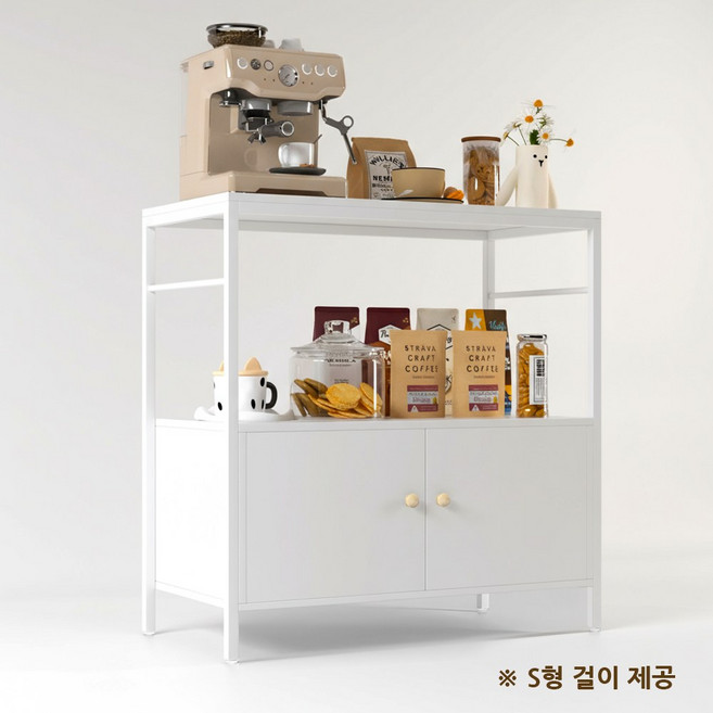 KOTTII 800 x 400 x 850 주방 수납장 다용도 주방 진열대 정리대, 3단, 화이트
