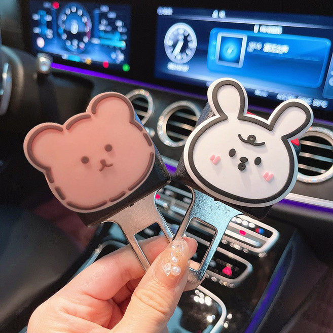 치트몰 애니멀 안전벨트 연장 클립, 1세트, 토끼/곰