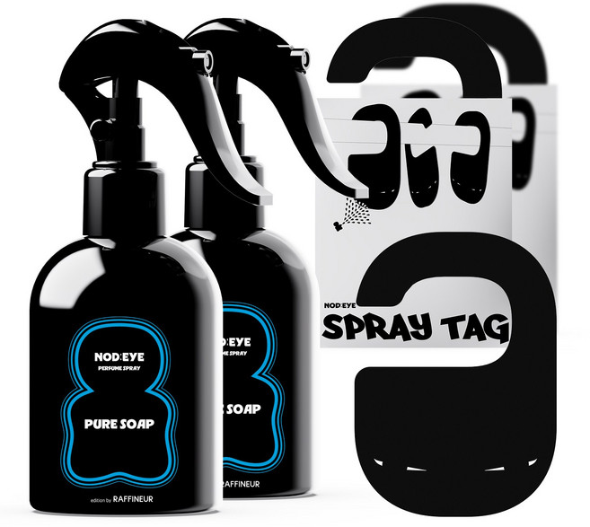 노드아이 퍼퓸 스프레이&태그 더블세트 룸스프레이 대용량 섬유향수 드레스퍼퓸, 2개, 200ml, 퓨어솝